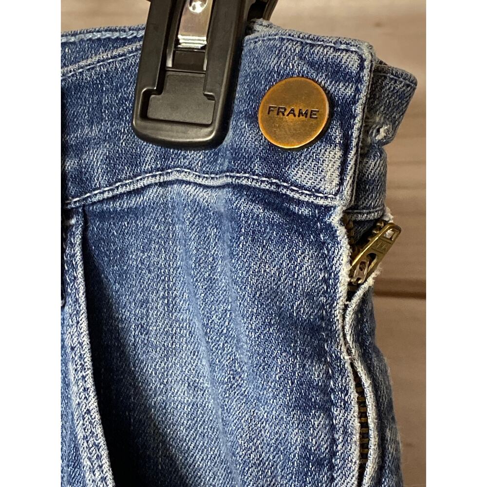 Frame Denim Le Flare de Francois High Rise Flare Jeans Blue Coated Pants Size 28 - Picture 4 of 13